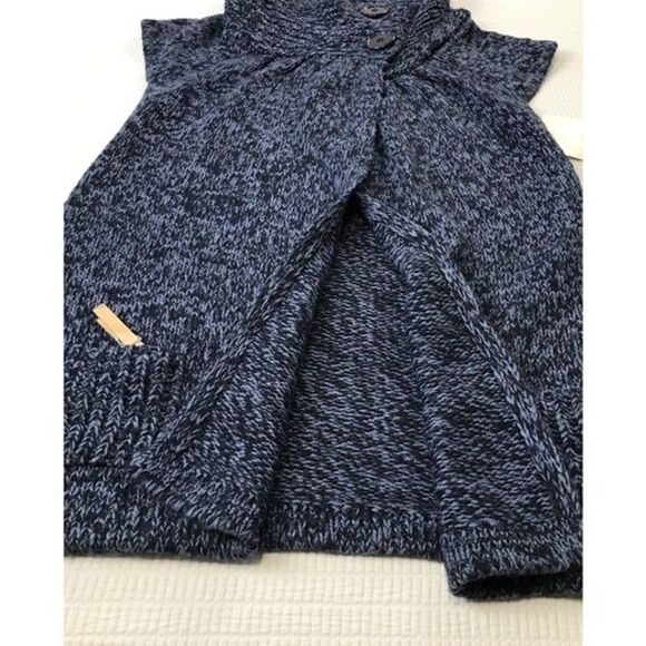 Derek Heart Cardigan Sweater Vest Juniors Medium Cap Sleeve Cowl Neck Blue NWT - Picture 7 of 10